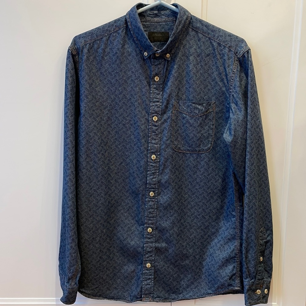 Produkt Shirt, Contemporary Danish Design, Size L, blue  and white Paisley